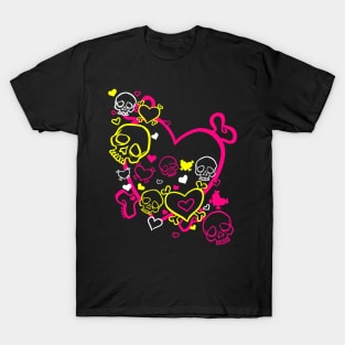 Heart Skull Swirl (Light Version) T-Shirt